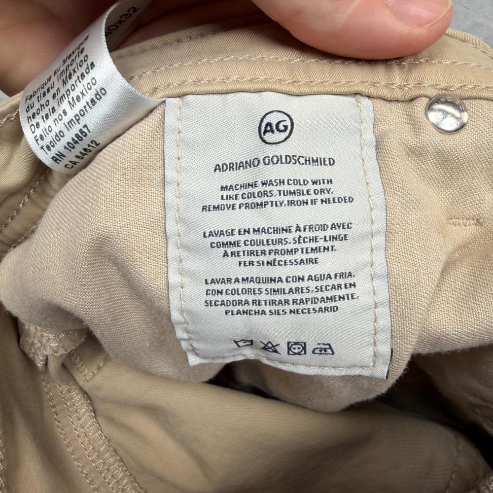 AG Adriano Goldschmied Everett Pants 40x32 Khaki Tan Slim Straight 1794SUDCSW - Picture 9 of 12